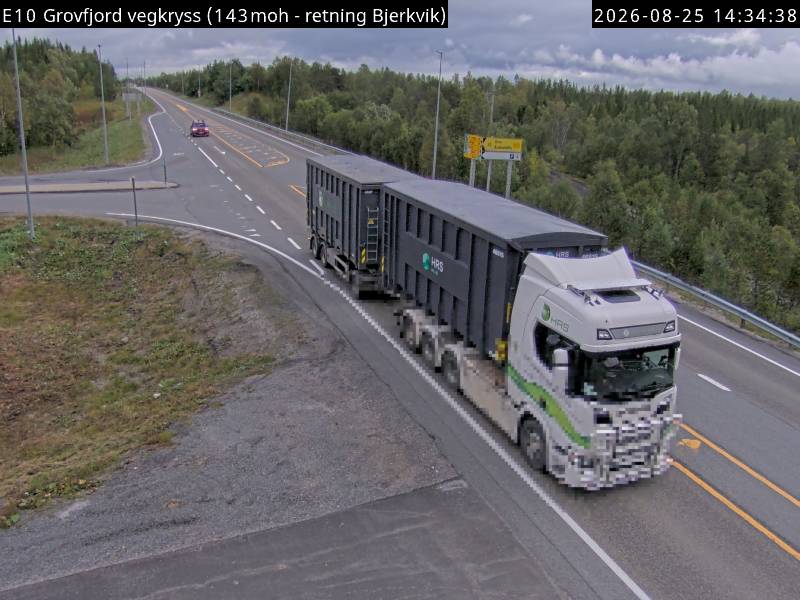 Grovfjord vegkryss, retning Bjerkvik